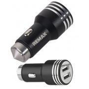 Remax dual port car charger-fast charger-2 amp &1.5 amp -full metal body-black
