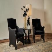 Artistic Black Corner Chairs With Table
