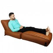 Wallow Leather Flip Out Lounger Bean Bag Bed Chair Sofa Bed - Brown