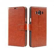 Leather Wallet Case For Samsung Galaxy J7 - Brown