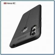 Huawei Honor 8C AutoFocus Leather Design Silicone TPU Back Cover-Black/Blue