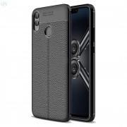AutoFocus Leather Texture Silicone TPU Back Cover For Huawei Honor 8X - Black