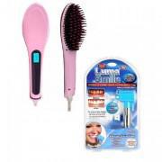 Pack of 2-Electric Hair Straightener Brush & Luma Smile