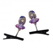 Black Hair Pins With Purple Doll