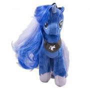 Stuffed Pony With Shiny Hairs-Blue-8 Inch