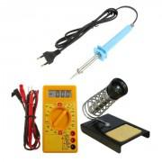 Combo of Electric Digital Multi Meter, Soldering Iron & Stand