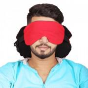 Travel Neck Pillow With Eye Mask 2 In 1 - Neck Support Cushion Red