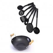 Pack Of 7-Non-Stick Wok & 6 Non-Stick Cooking Utensils