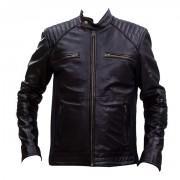 Black Leather Jacket With Front Pockets-MP 07