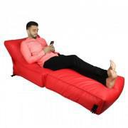Wallow Leather Flip Out Lounger Bean Bag Bed Chair Sofa Bed - Red