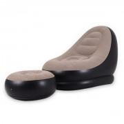 Adult inflatable sofa bed, single seat Leisure Foldable Lounge chair lazy couch Beige and Black base