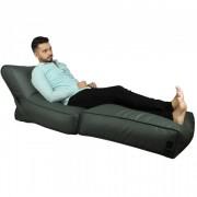 Wallow Leather Flip Out Lounger Bean Bag Bed Chair Sofa Bed - Green