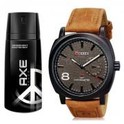 Bundle Offer - Brown Curren Watch & AXE Peace Body Spray- 150 ml