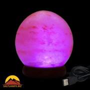USB Globe Shape Salt Lamp with Multi Color LED Himalayan Salt Lamp