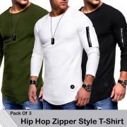 Pack of 3 Hip Hop Zipper Style T-Shirt CX-SR20
