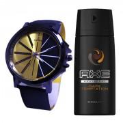 Bundle Offer - Analog Watch & Axe Chocolate Body Spray for Men - 150 ml