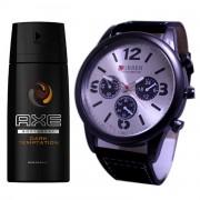 Bundle Offer - Analog Watch And Axe Dark Temptation Body Spray For Men - 150 ml