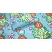Light Blue Cotton Printed King Size Bed Sheet