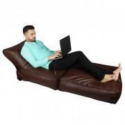 Wallow Leather Flip Out Lounger Bean Bag Bed Chair Sofa Bed - Chocolate Brown