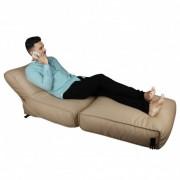 Wallow Leather Flip Out Lounger Bean Bag Bed Chair Sofa Bed - Beige