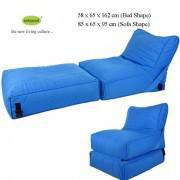 Wallow Flip Out Lounger Bean Bag Bed Chair - Fabric Sofa Bed - Blue