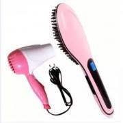 Pack Of 2 Hair Straightener Brush & Foldable Hair Dryer
