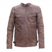 Brown Front Zipper Leather Jacket-MP 77