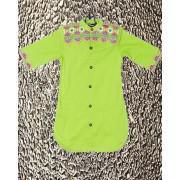 Parrot Green Cotton Embroidered Kurti for Girls - GS-267